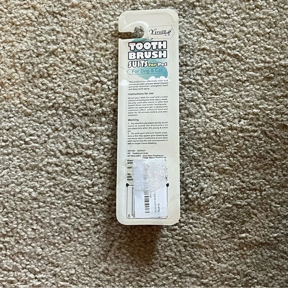Pet Toothbrush and Finger Toothbrush. Soft Bristles. Oral Care For Pet. NEW​‎